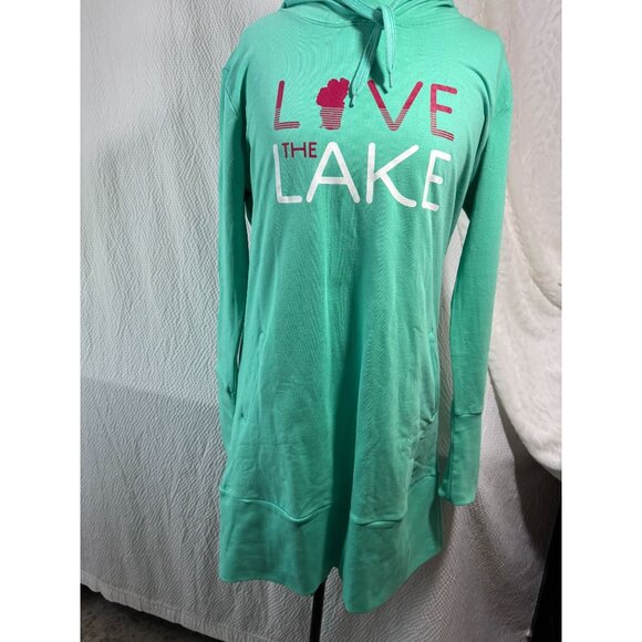 Artisans Love The Lake Mint Green Hooded Tunic Dress With Pockets NWT - Picture 1 of 9